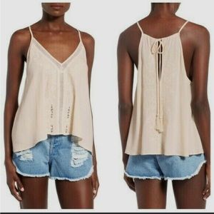 ASTR the Label Embroidered Tie Back Boho Tank Top Size Small